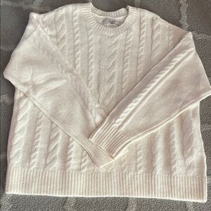 LOFT Cream Cable Knit Sweater